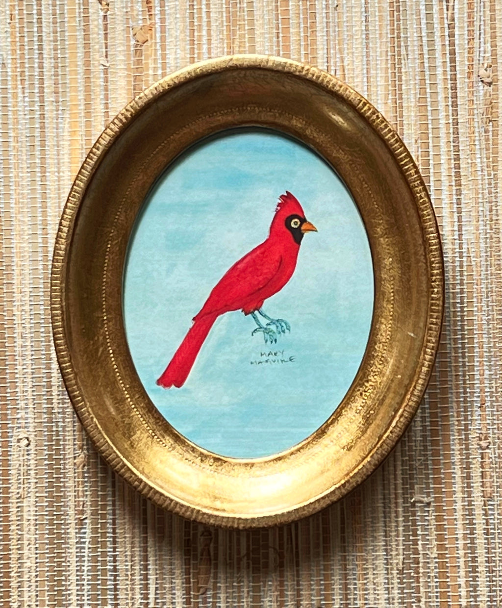 ‘Cardinal' -5 1/2 x 6 3/4 inch gilt oval