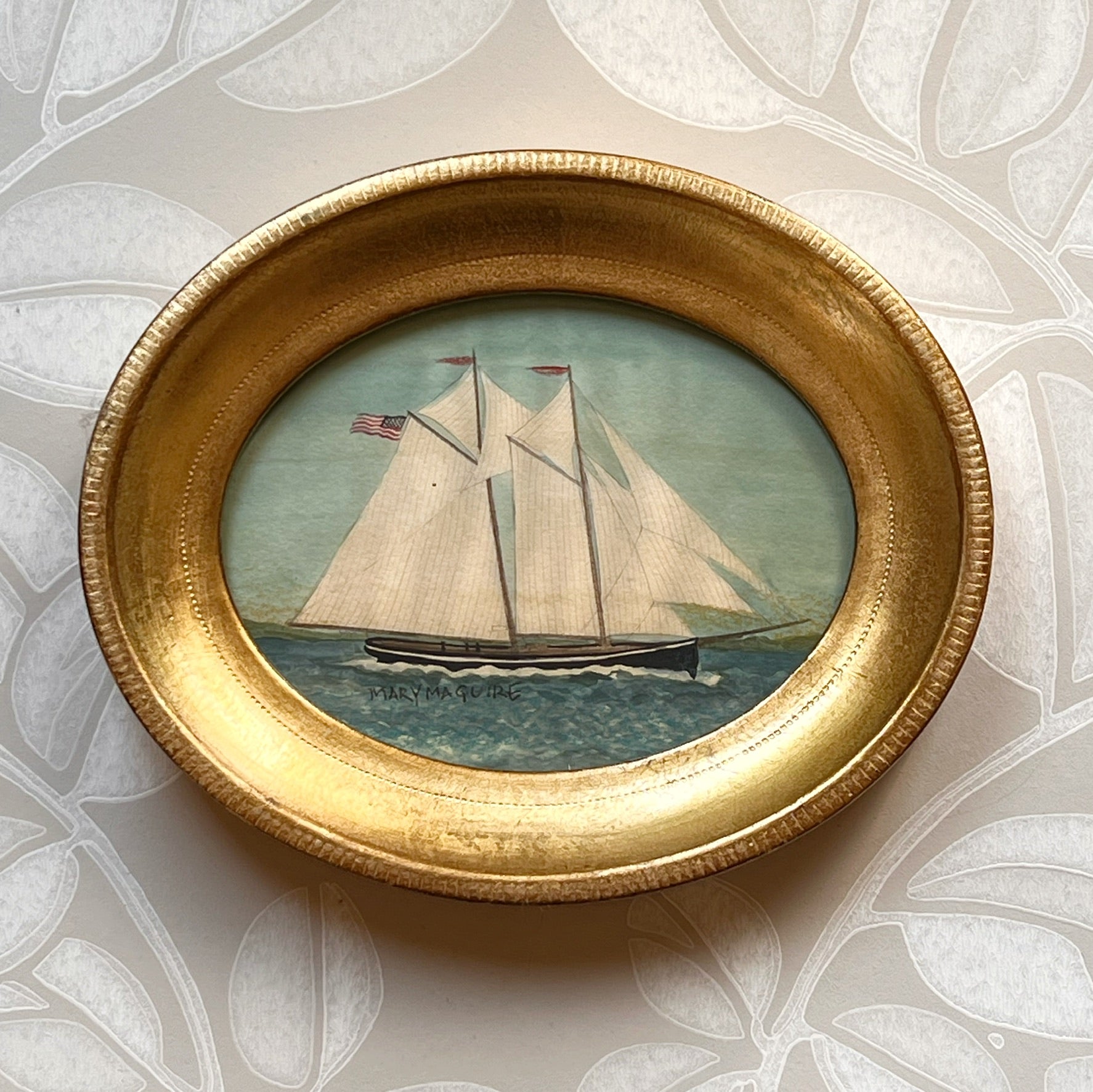 'Ships at Sea' -5 1/2 x 6 3/4 inch Gilt Oval- per piece