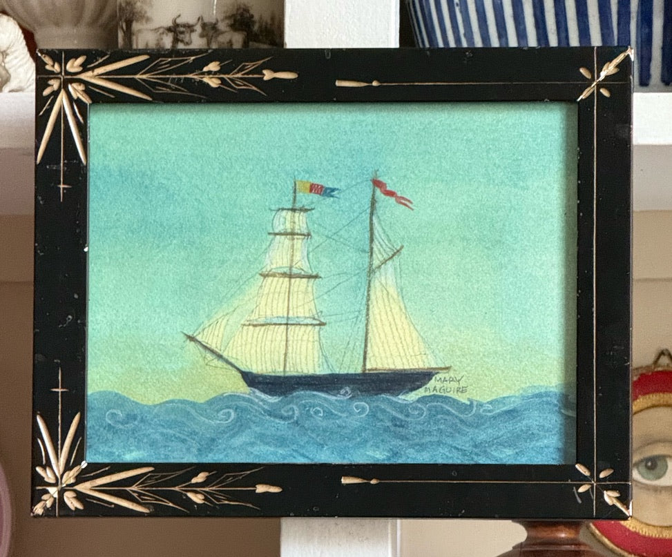 'Ship at Sea' in Eastlake frame