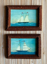 'Ships at Sea' -in miniature Tramp Art frames