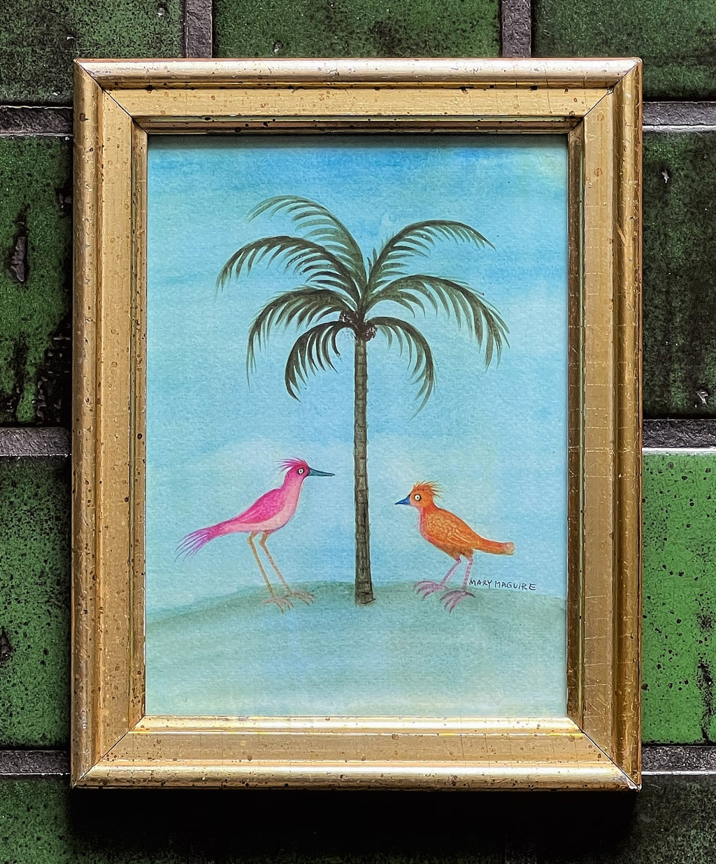 'Colorful Birds Under a Palm’
