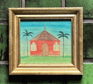 'Pink Garden Folly with Palm Trees' -miniature