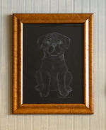 'A Pug Named Tiny' -Original White Pencil Drawing