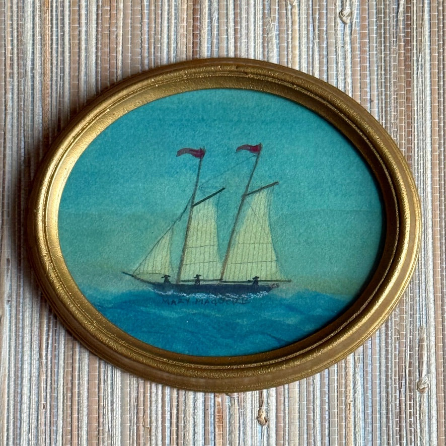 'Ship at Sea' -Miniature Original Watercolor Painting