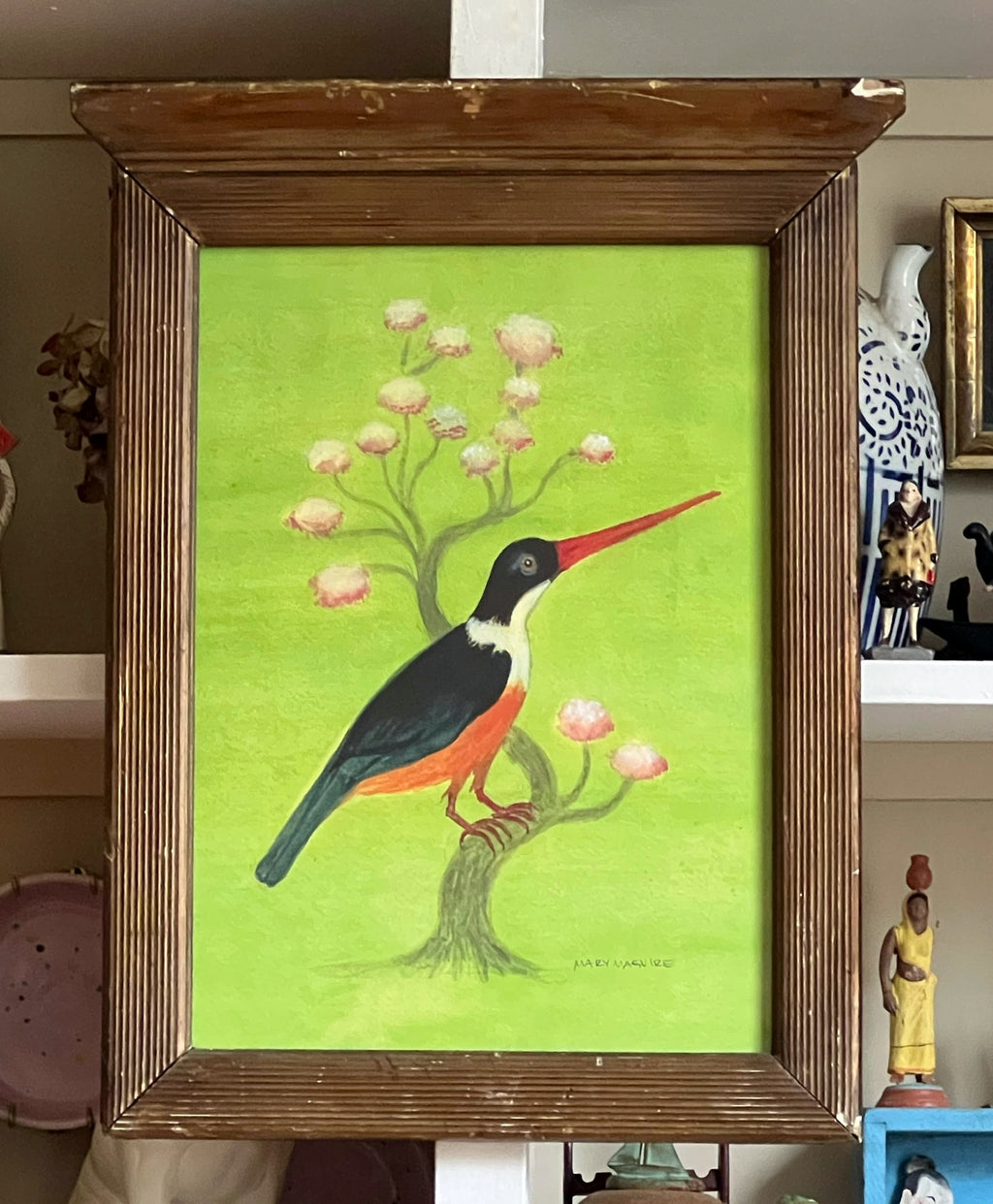'Orange Breasted Blackbird in Flowering Tree'