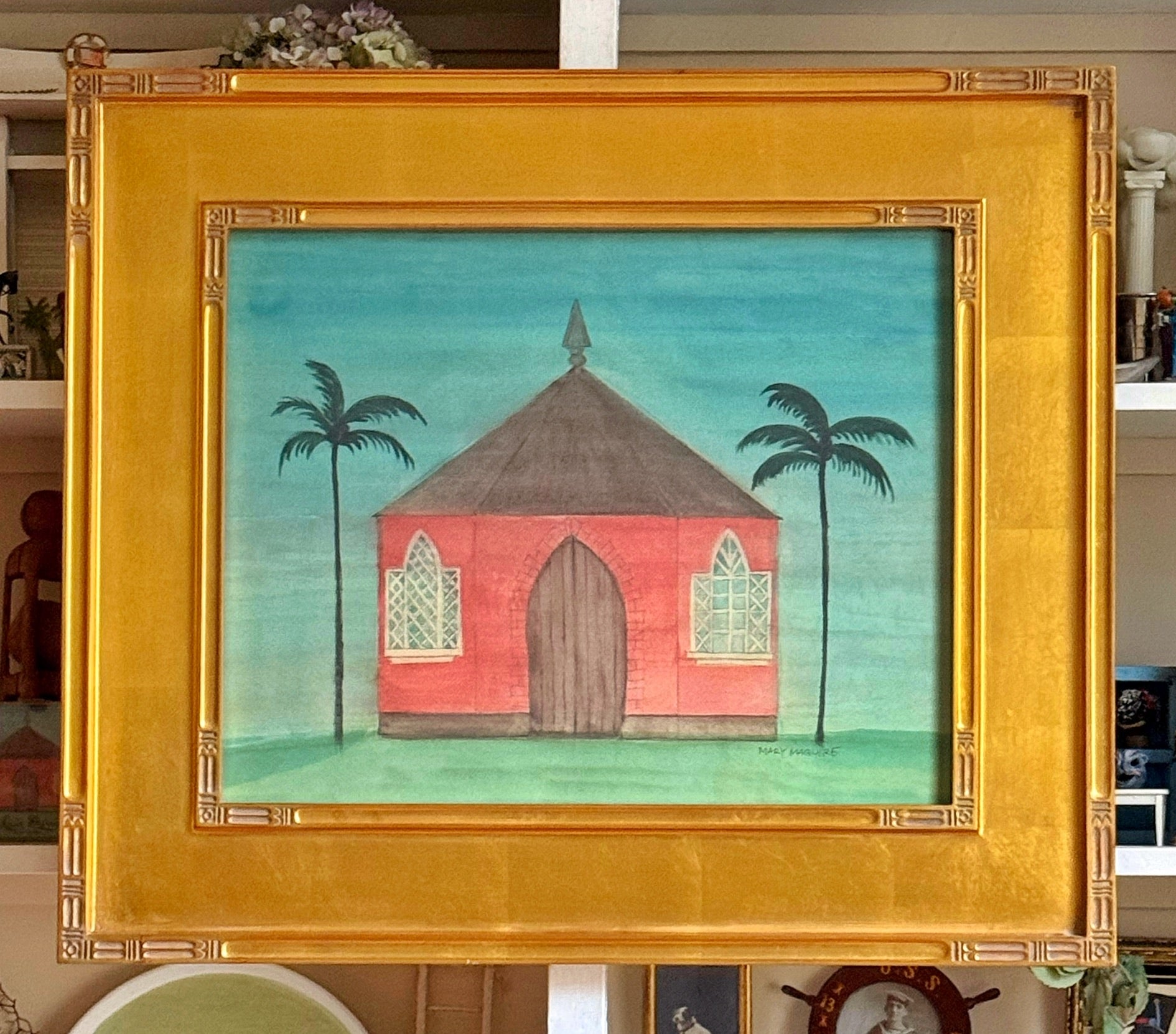 'Pink Garden Folly with Palm Trees'