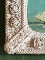 The Ship 'New England' -Original Watercolor Painting in braided Maritime Rope frame