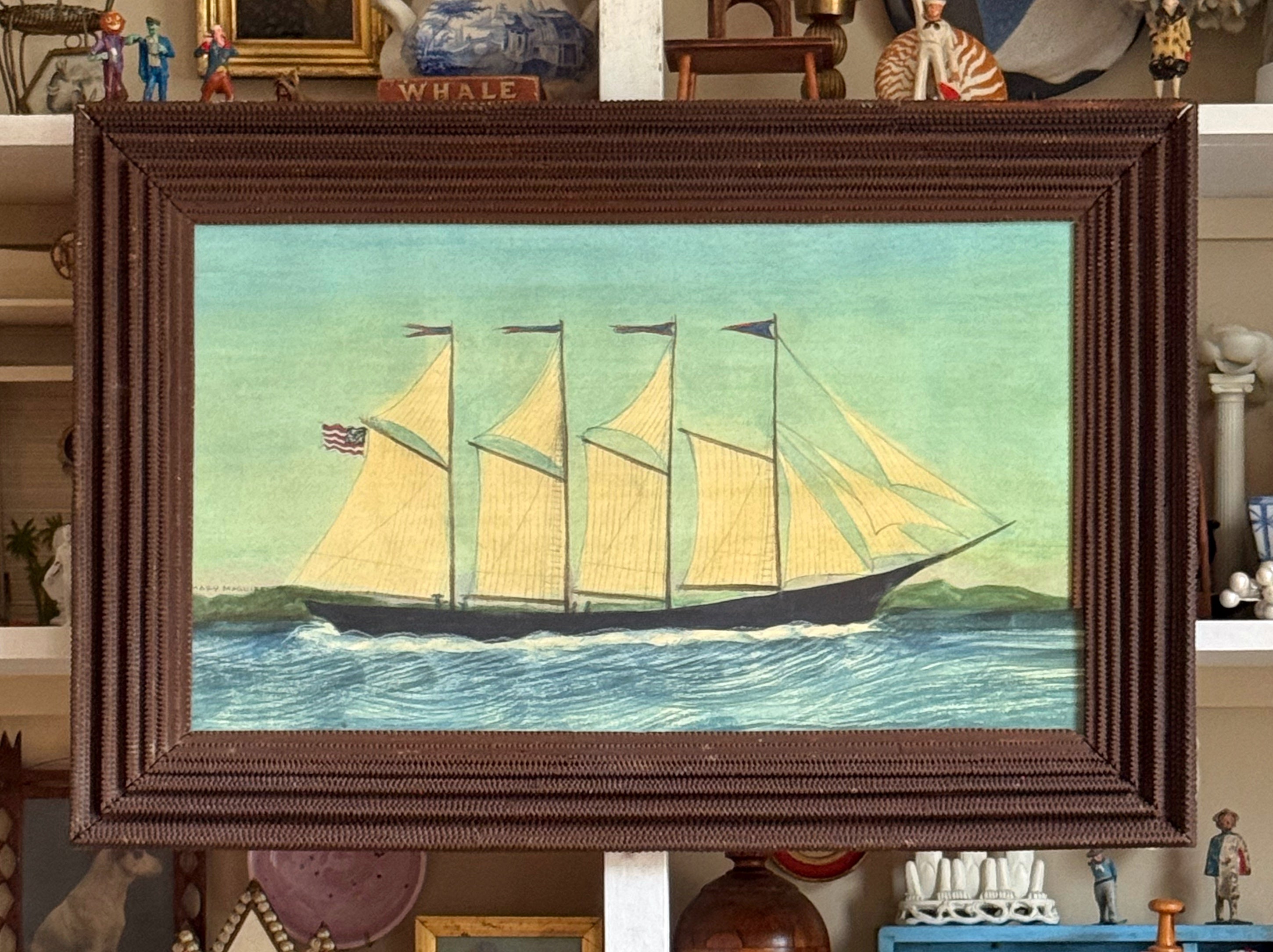 The Ship 'Liberty' in a Tramp Art frame