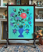 'Fantastical Flowers in Blue Vase' -fireplace screen