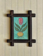 'Pink Hyacinth' -Original Watercolor Painting in Tramp Art frame