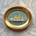 'Ships at Sea' -5 1/2 x 6 3/4 inch Gilt Oval- per piece