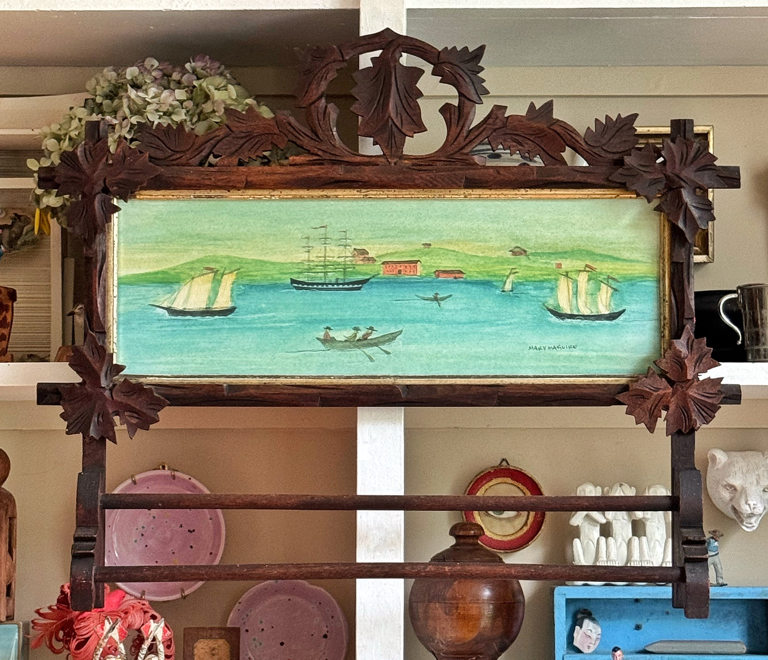 'Harbor Scene' - Eastlake Double Towel Rack