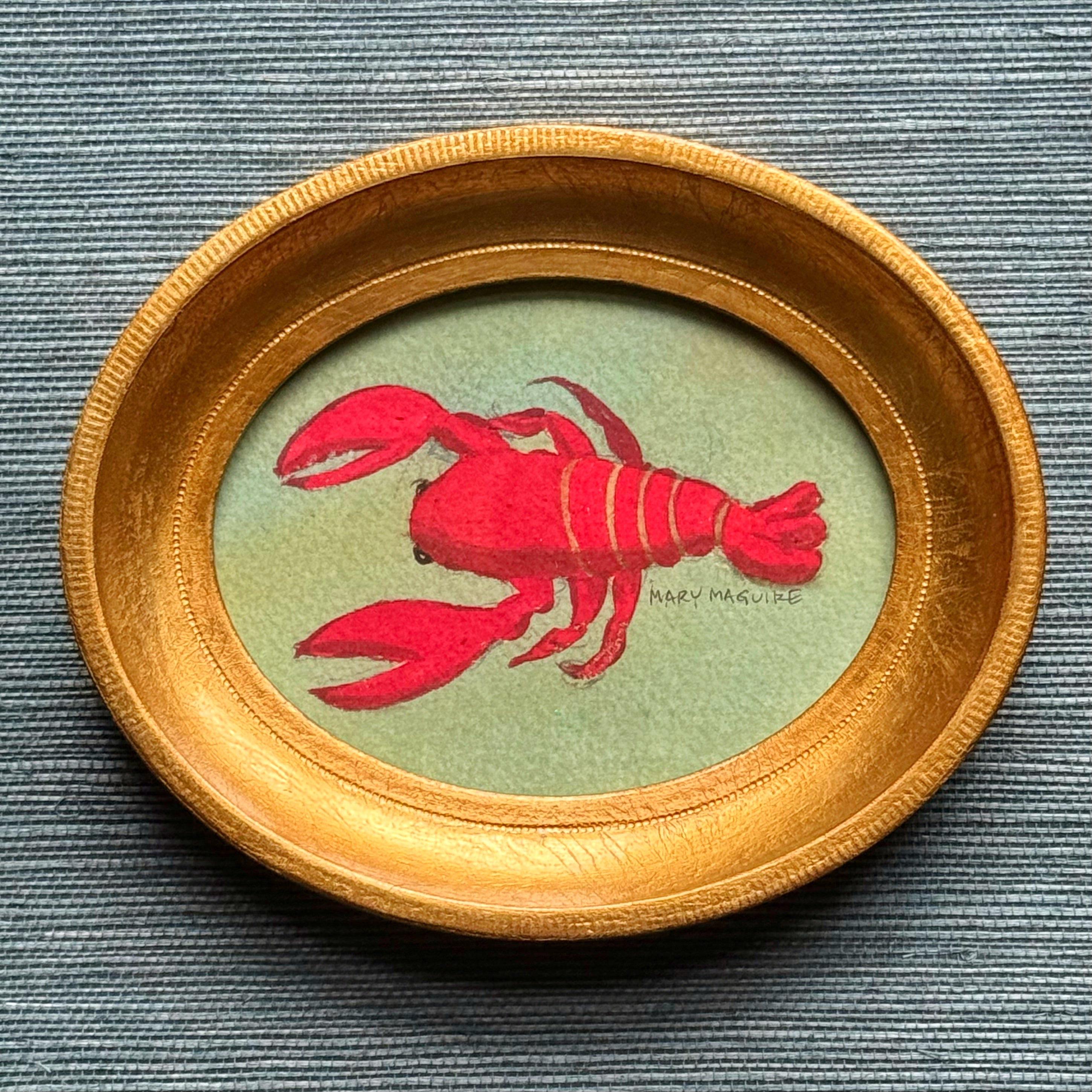 'Lobster' -5 1/2 x 7 inch gilt oval