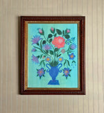 'Fantastical Flowers in Blue Vase'