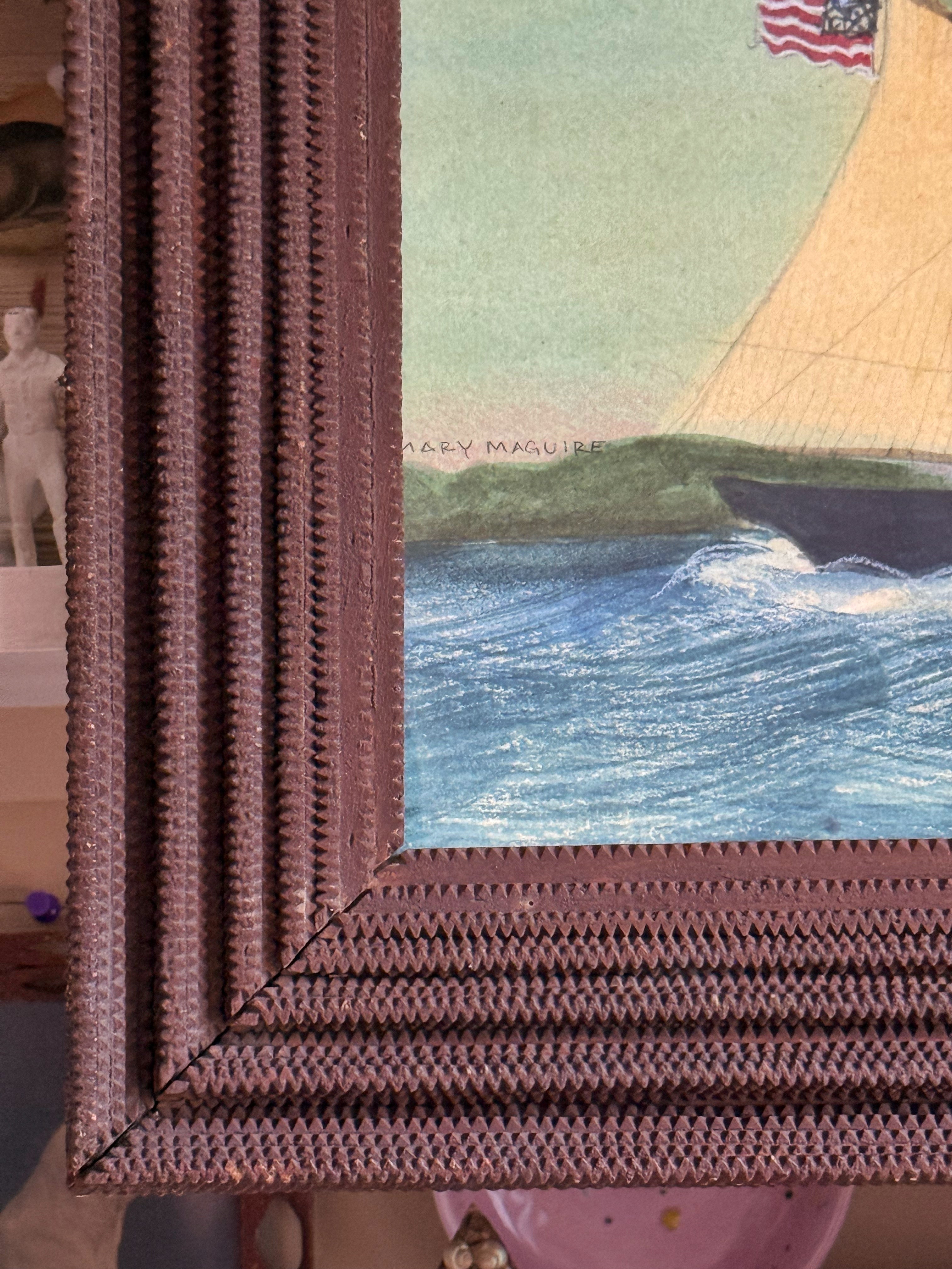 The Ship 'Liberty' in a Tramp Art frame