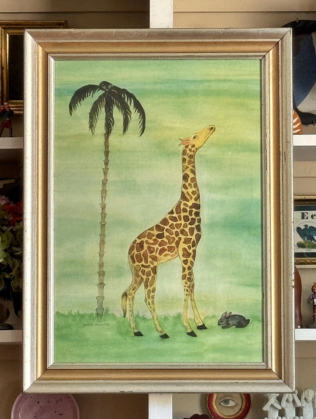 'Giraffe and Rabbit with Palm'