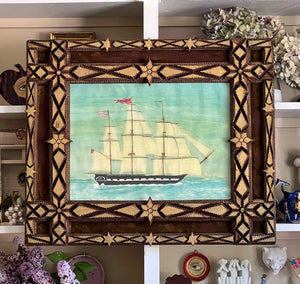 The Ship 'Brooklyn’ in a Tramp Art frame