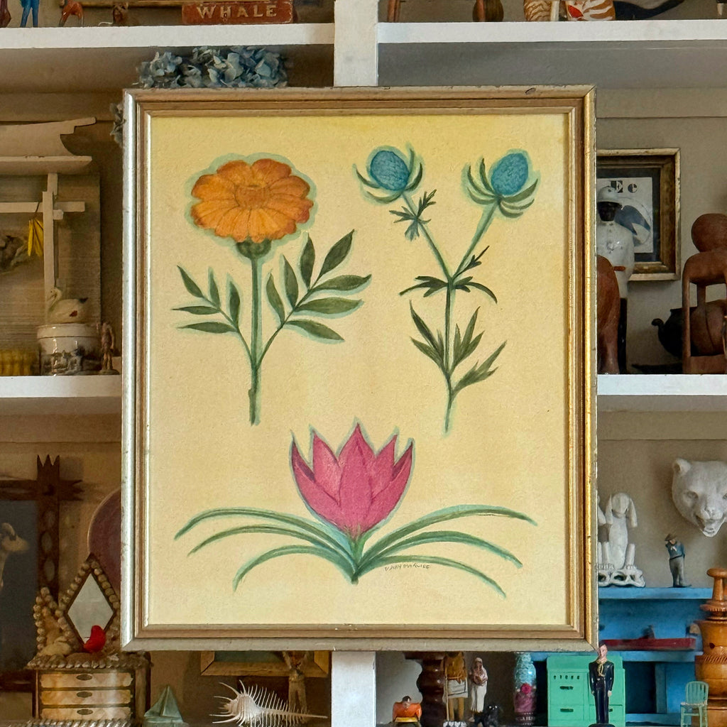 'Marigold, Sea Holly and Pink Bloom’