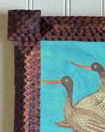 'Oystercatchers' -Original Watercolor Painting in Tramp Art frame