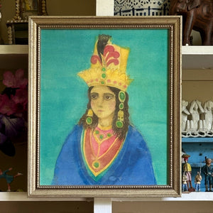 'Indian Princess' in blue robes and headpiece