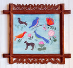 'Animals and Flowers' -in a Tramp Art Frame