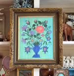 'Fantastical Flowers in Blue Vase'