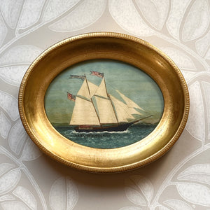 'Ships at Sea' -5 1/2 x 6 3/4 inch Gilt Oval- per piece