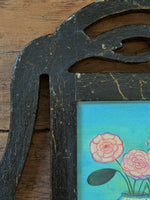 'Roses in a Willowware Vase' -in a folk art frame