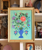 'Fantastical Flowers in Blue Vase'