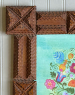 'Flower Arrangement in a Gold Vase'  -in a Tramp Art frame