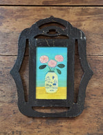 'Roses in a Willowware Vase' -in a folk art frame
