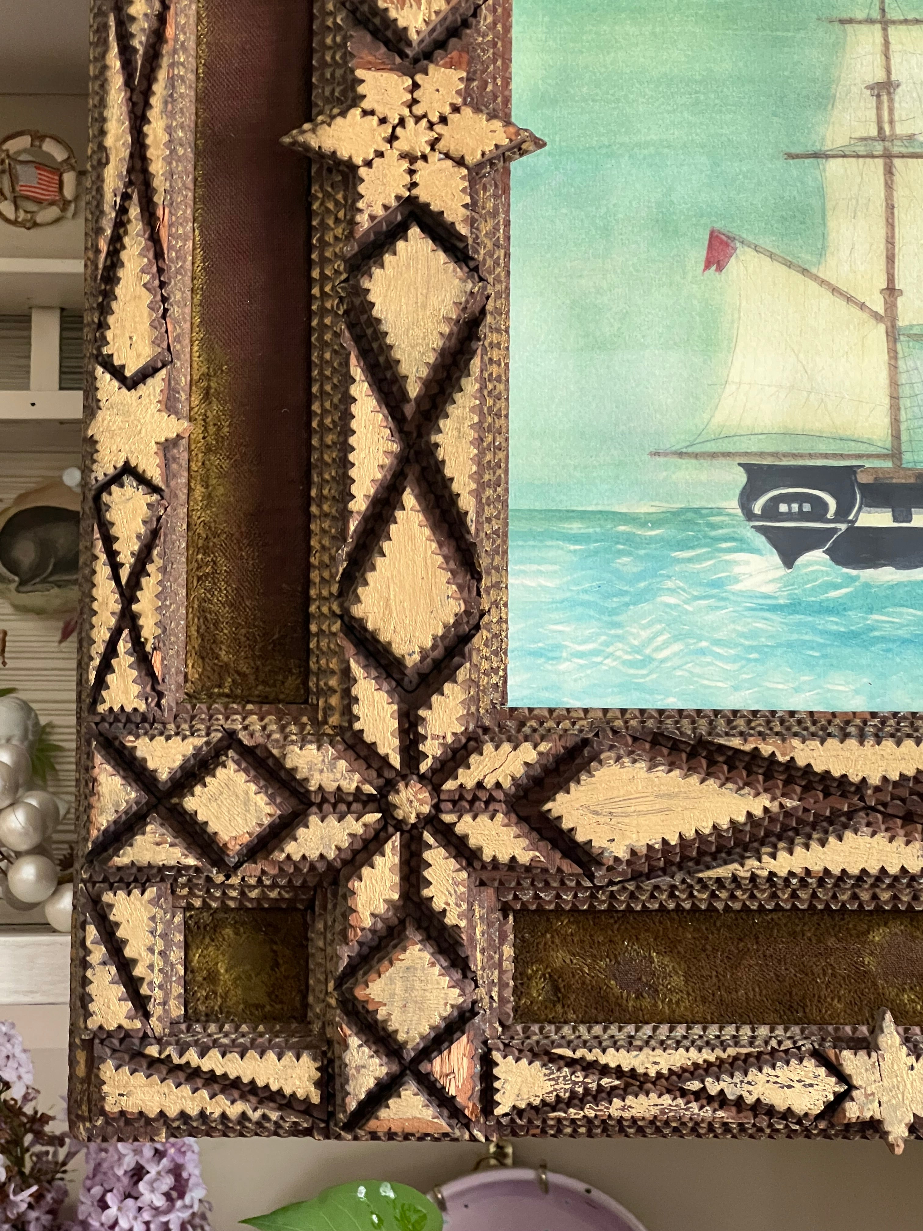 The Ship 'Brooklyn’ in a Tramp Art frame