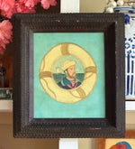 ‘Life Ring- Sailor' in a Tramp Art frame- Original Watercolor Painting