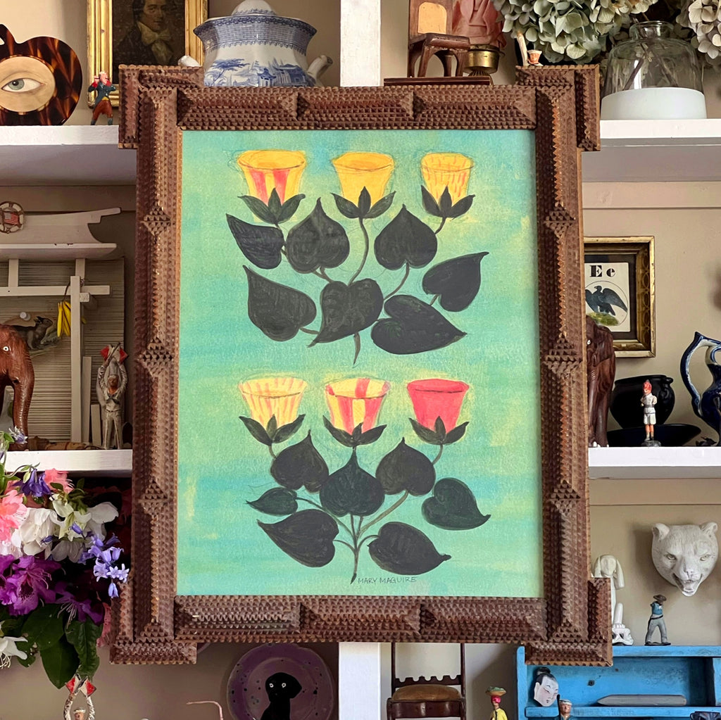 'Bell Flowers' in Tramp Art Frame