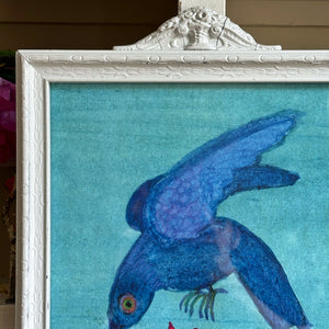 'Blue Hummingbird with flower'