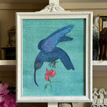 'Blue Hummingbird with flower'