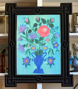 'Fantastical Flowers in Blue Vase'