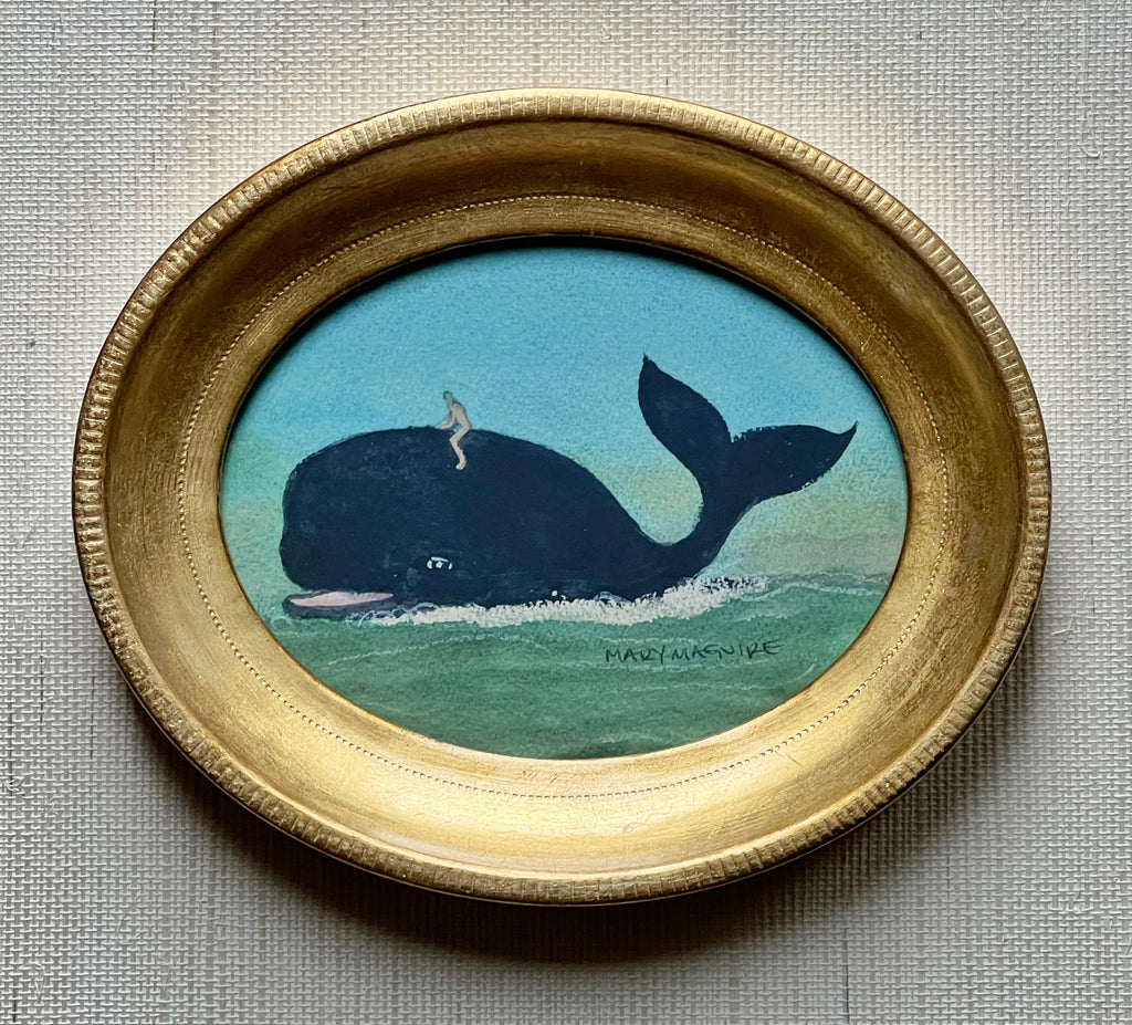 'Whale Rider' -5 1/2 x 6 3/4 inch gilt oval