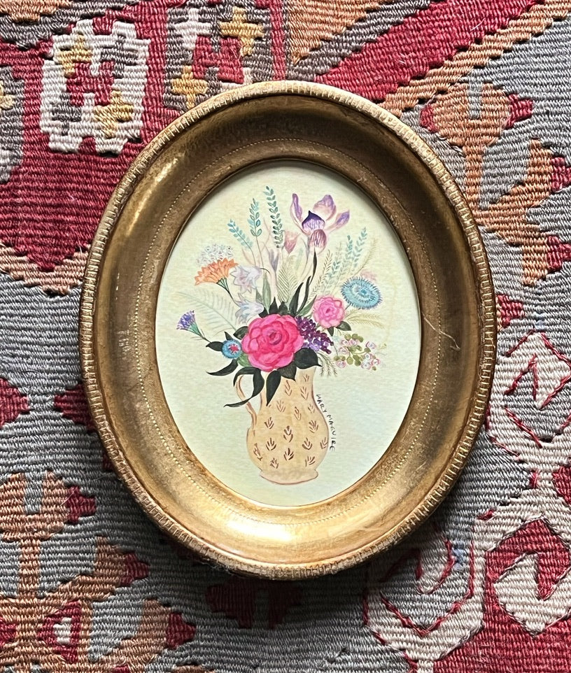 'French Bouquet' -5 1/2 x 7 inch gilt oval