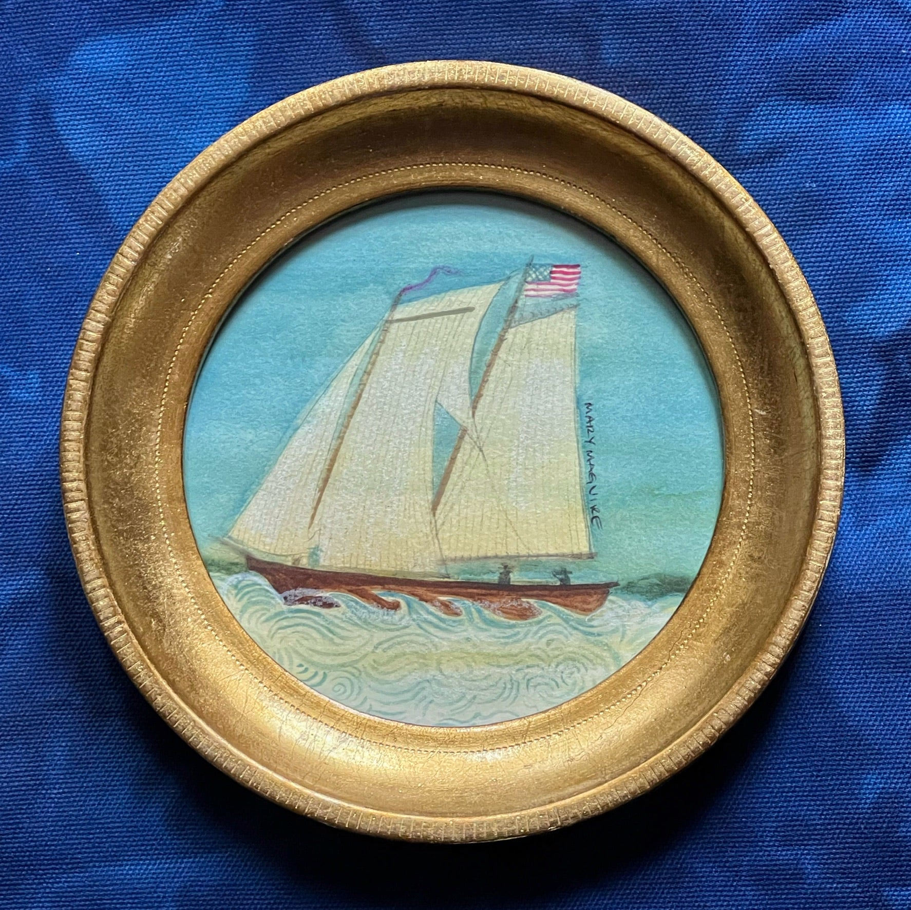 'Sailing Ships at Sea' -in 6 1/2 inch gold gilt rounds- per piece