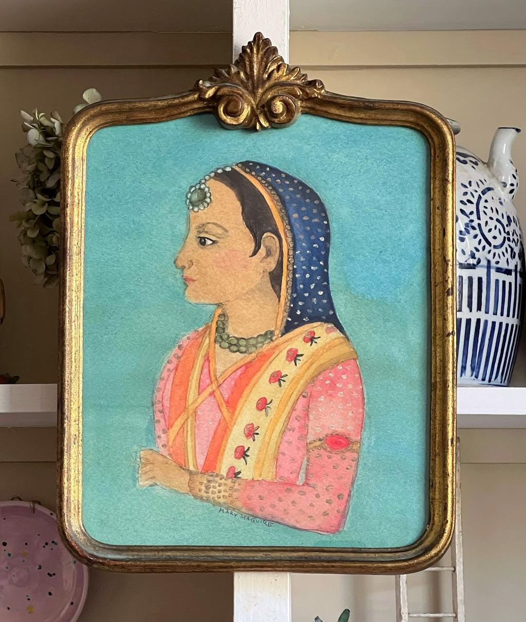 'Indian Princess' in Blue Headscarf