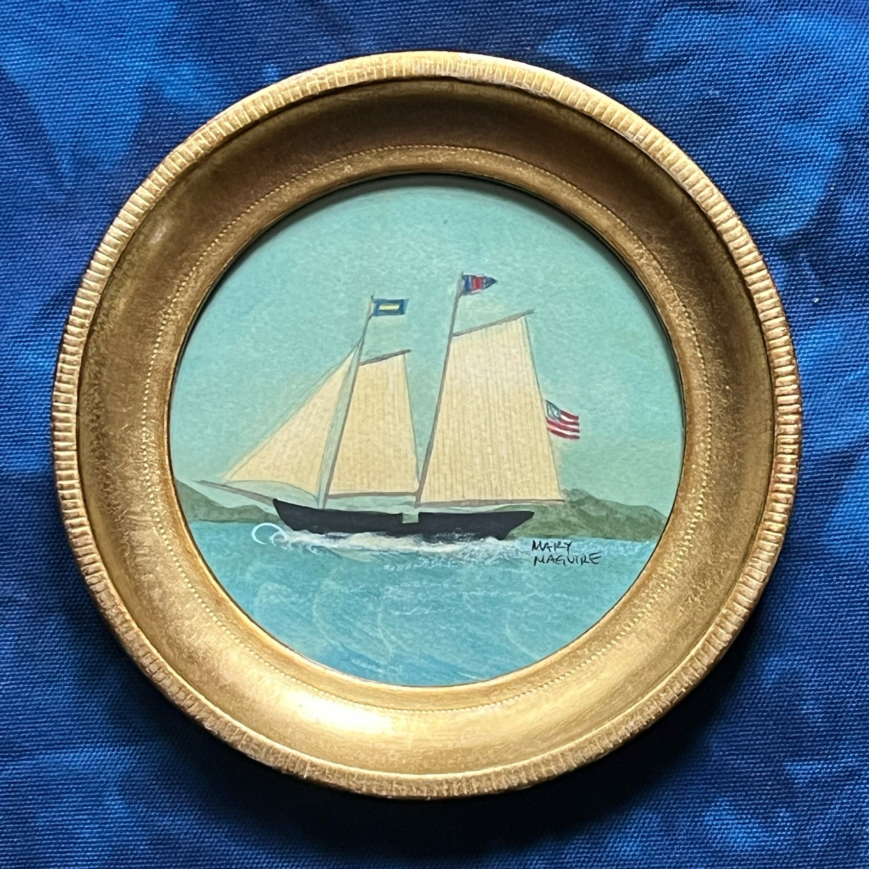 'Sailing Ships at Sea' -in 6 1/2 inch gold gilt rounds- per piece