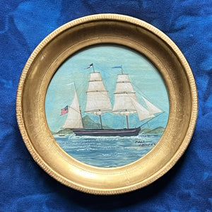 'Sailing Ships at Sea' -in 6 1/2 inch gold gilt rounds- per piece