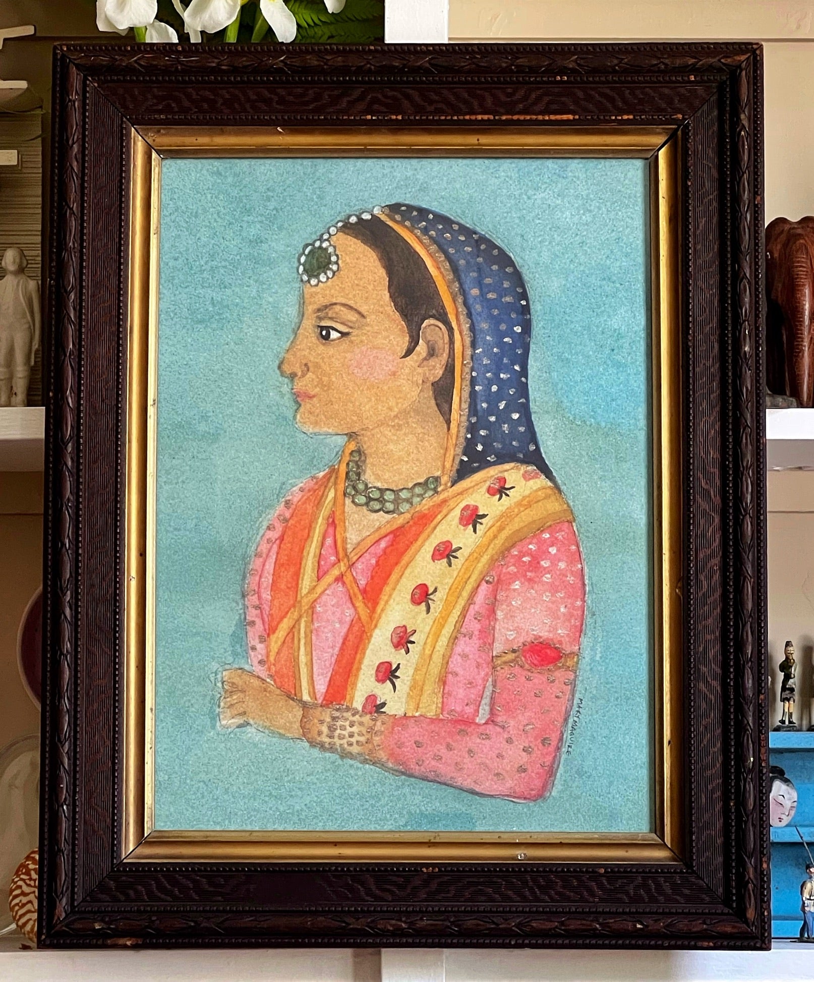 'Indian Princess' in Blue Headscarf