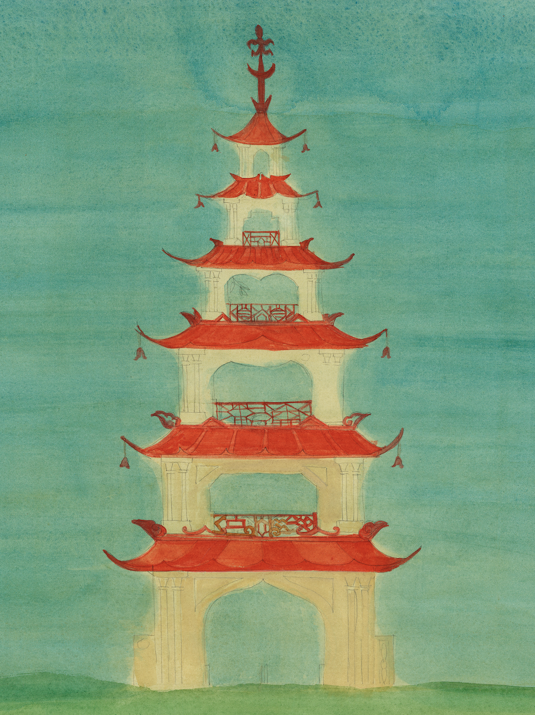'Chinese 6 Tier Pagoda Garden Folly'